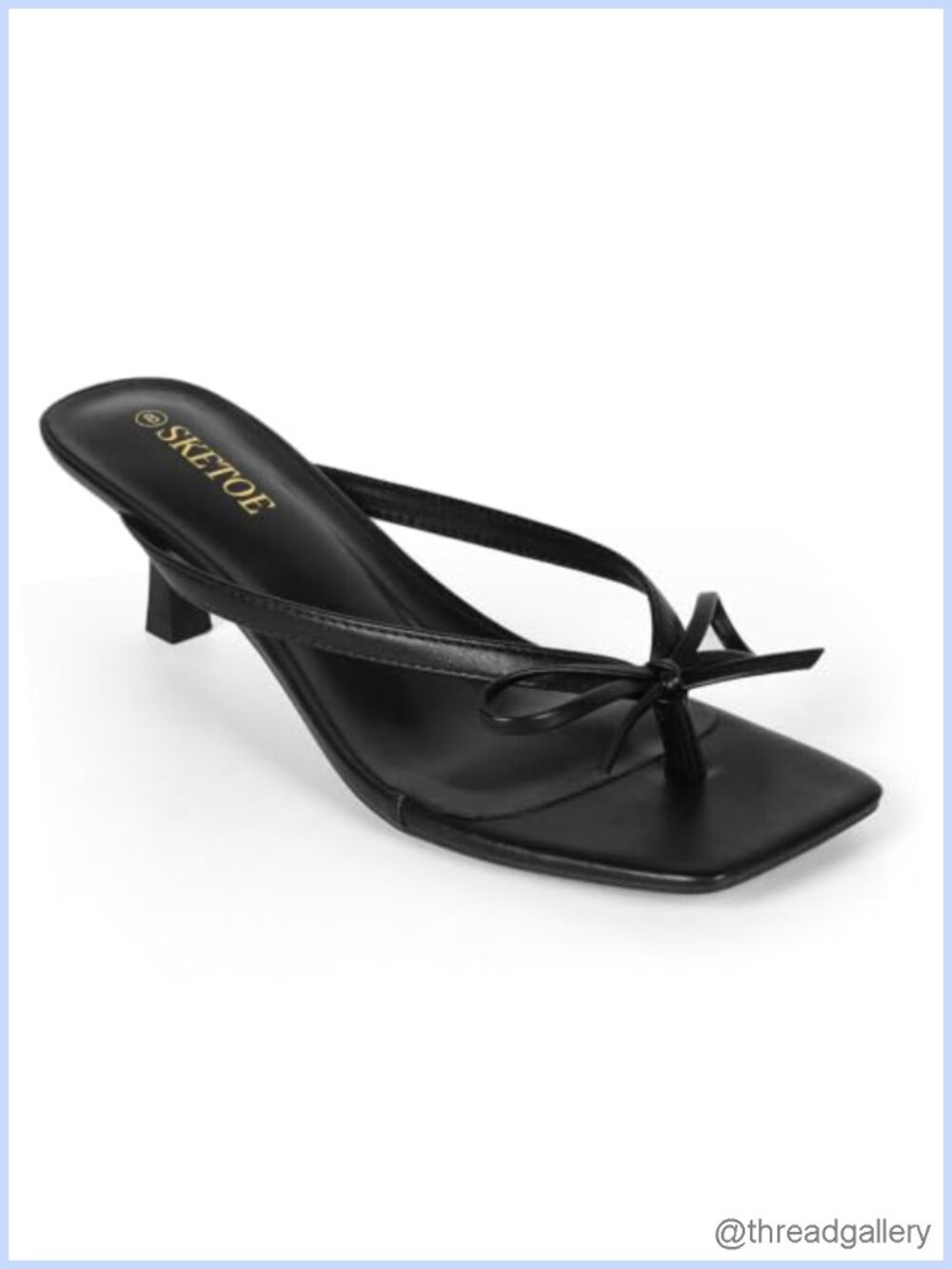 Kitten Heel Flip Flop Sandals Faux Leather Square Toe Bow Heels Dressy Party